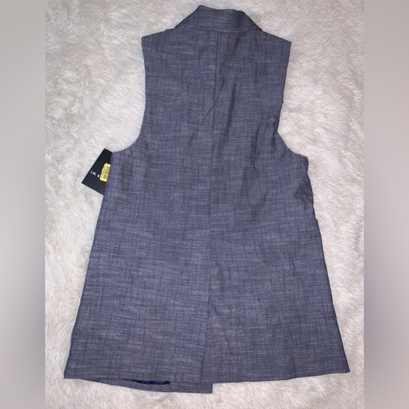 I. N. Studio Women’s Navy Blue Denim Like Vest Open Front w/ Collar Sz 8 NWT - Picture 9 of 12
